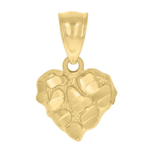 10kt 10k Yellow Gold Womens Nugget Heart Charm Pendant